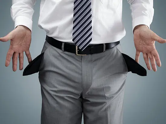 Image of man with empty pockets