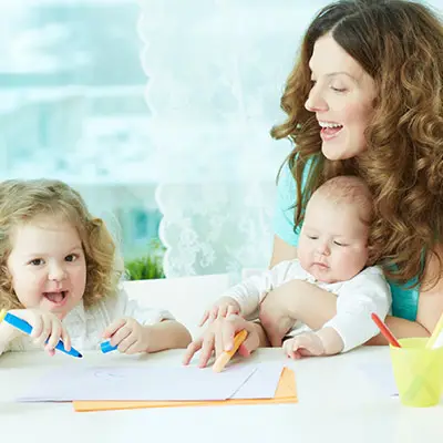 Image of mother and two children